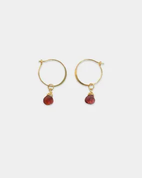 Garnet flat Hoop Earrings