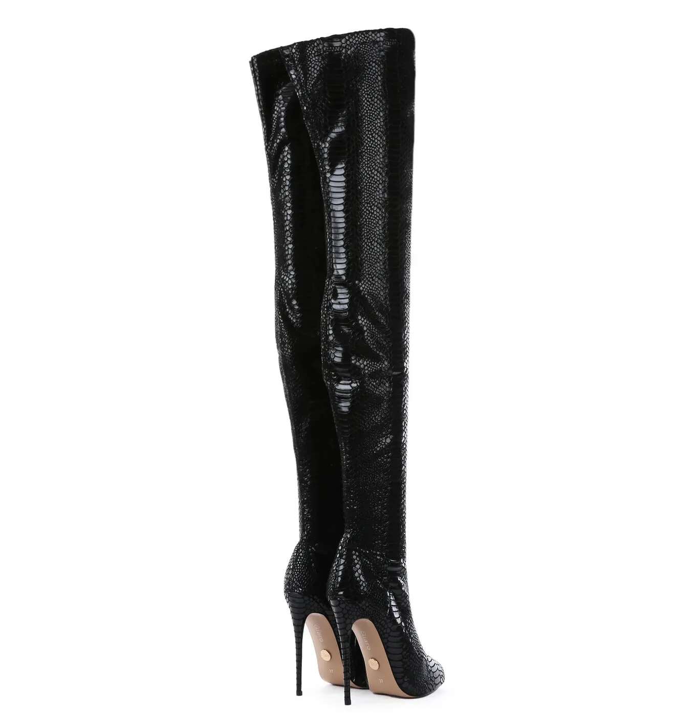 Giaro BELINDA BLACK SNAKE THIGH BOOTS