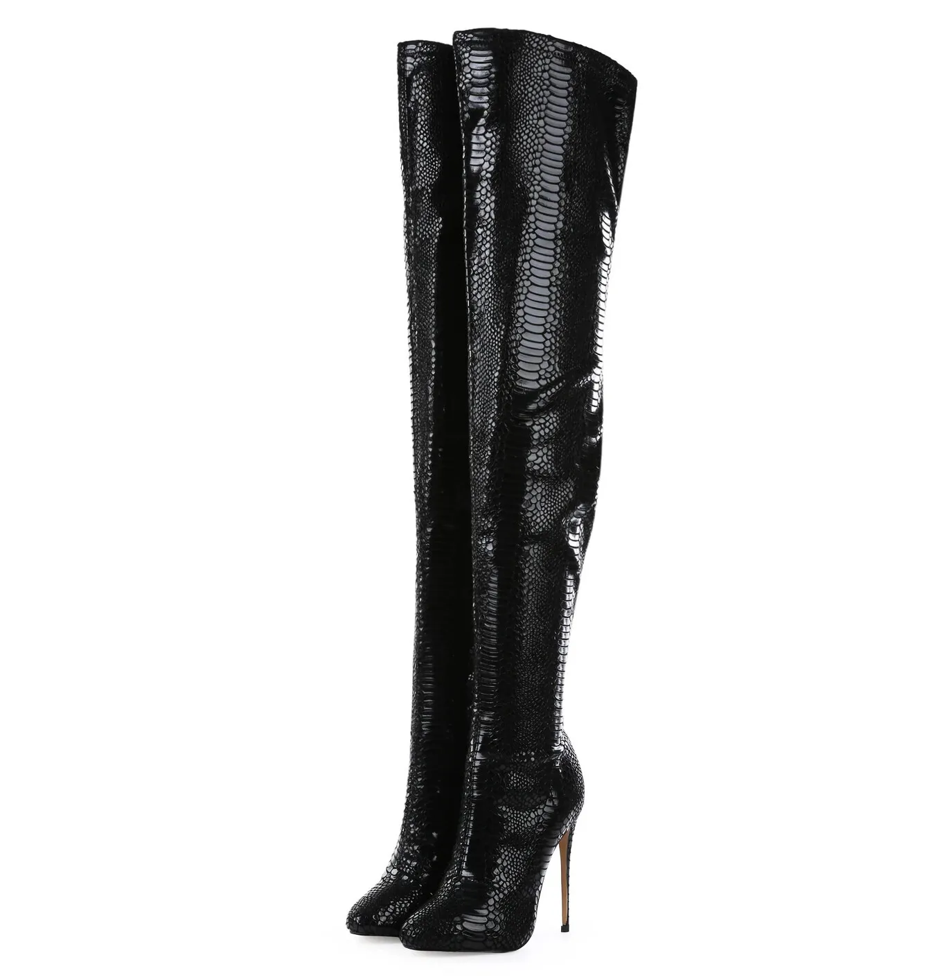 Giaro BELINDA BLACK SNAKE THIGH BOOTS