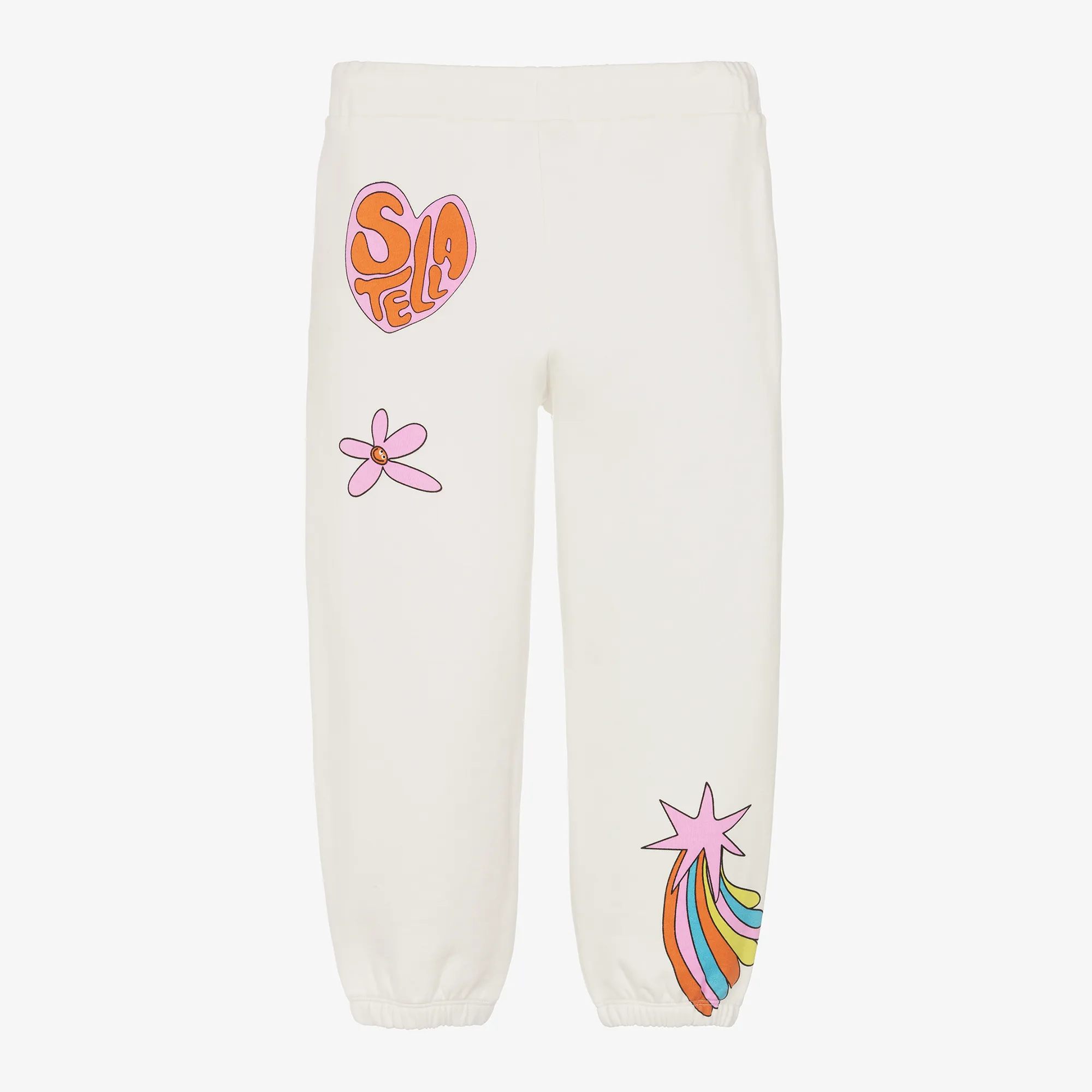 Girls Ivory Organic Cotton Cosmic Joggers