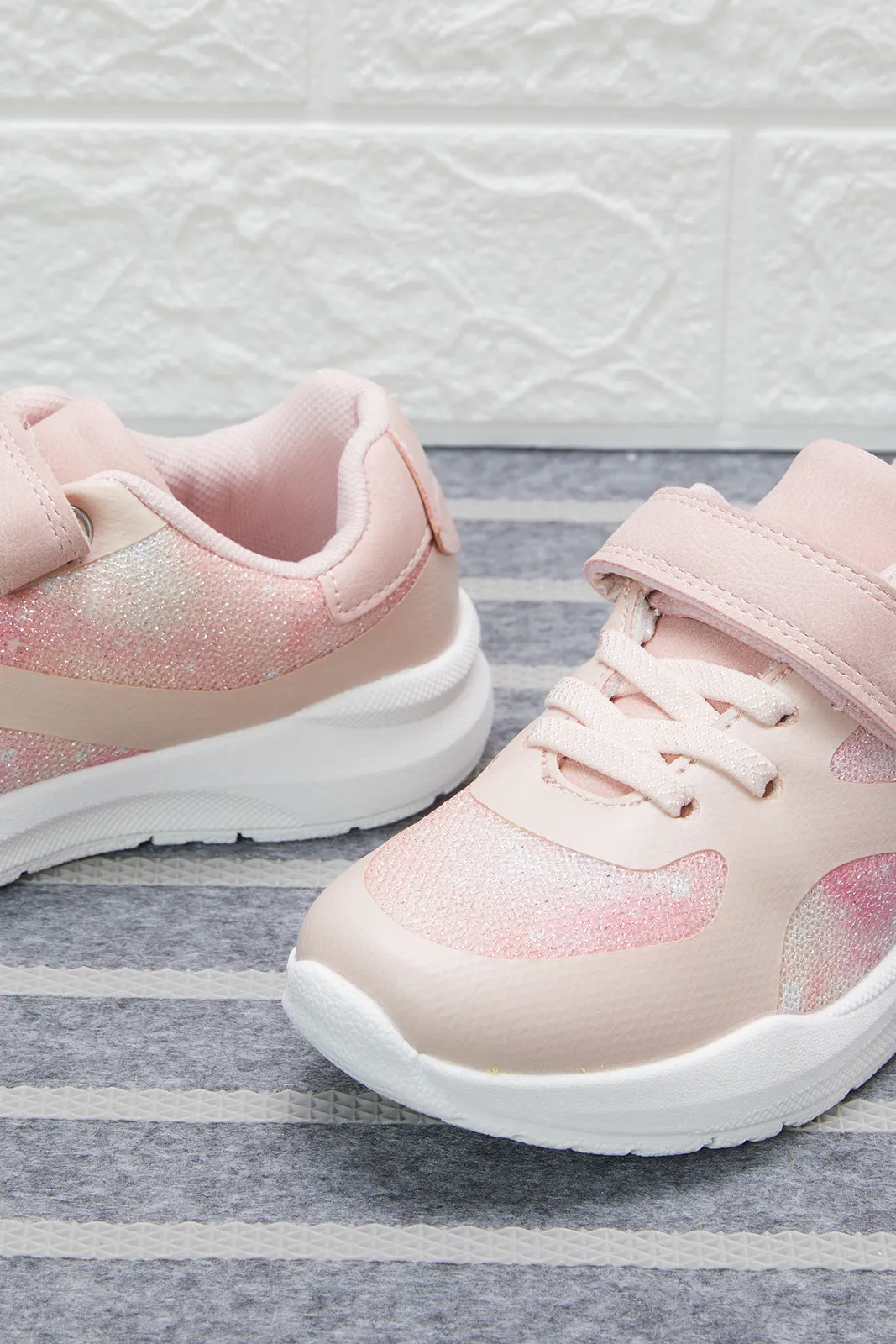 Girls Pink Velcro Trainer