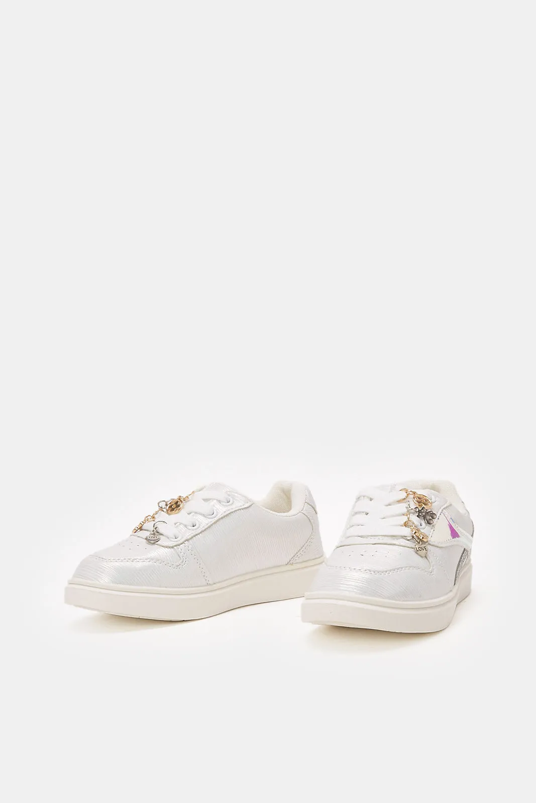 Girls White Chunky Trainer