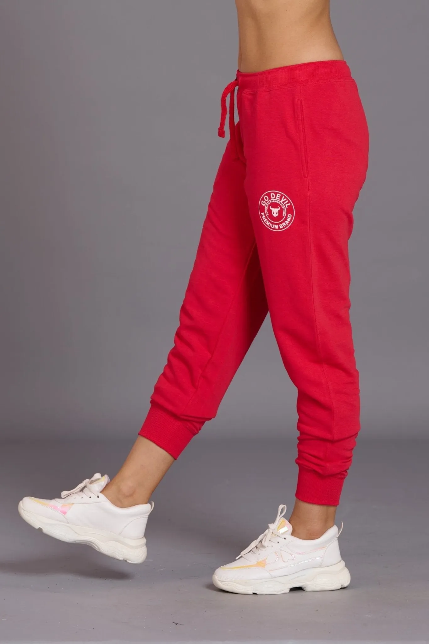 Go Devil Premium Brand Red Joggers for Women