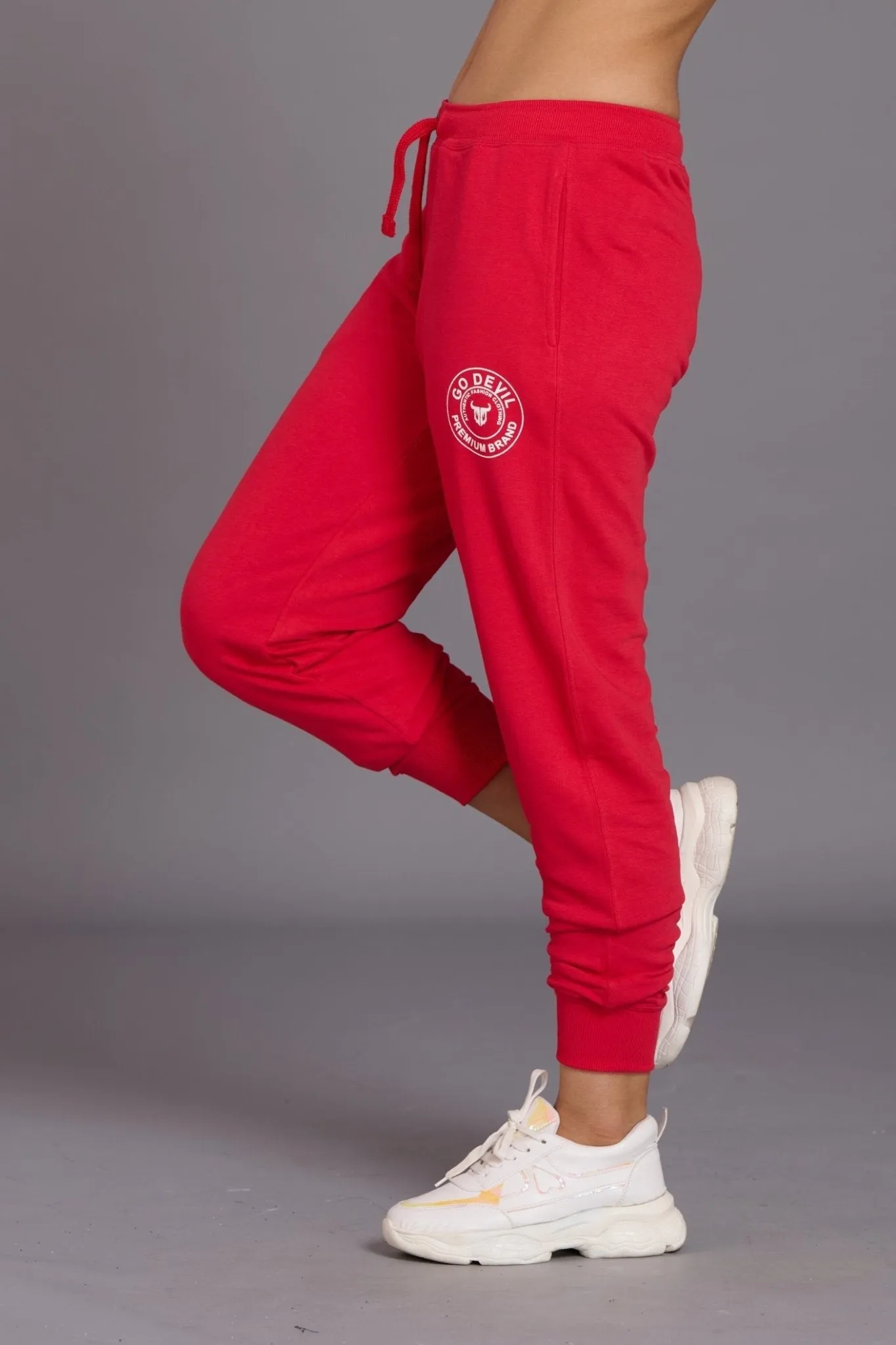 Go Devil Premium Brand Red Joggers for Women