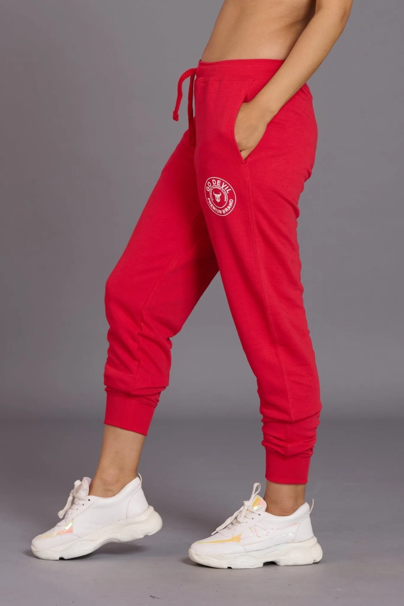 Go Devil Premium Brand Red Joggers for Women