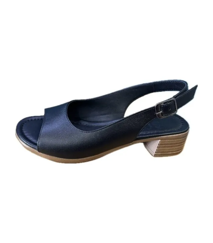 Gotsi Anatomic- 807 Black Leather with heel Sandal