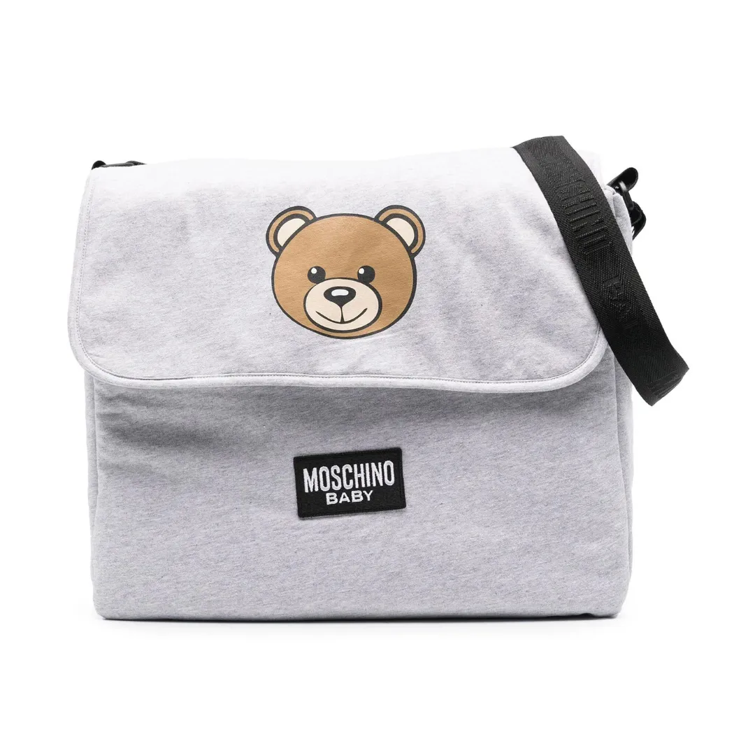 Gray Moschino Teddy Logo Handbag