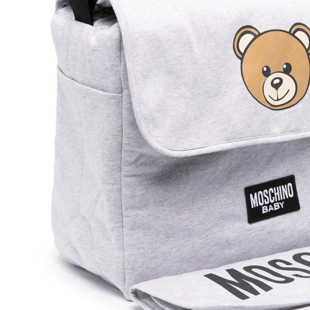 Gray Moschino Teddy Logo Handbag