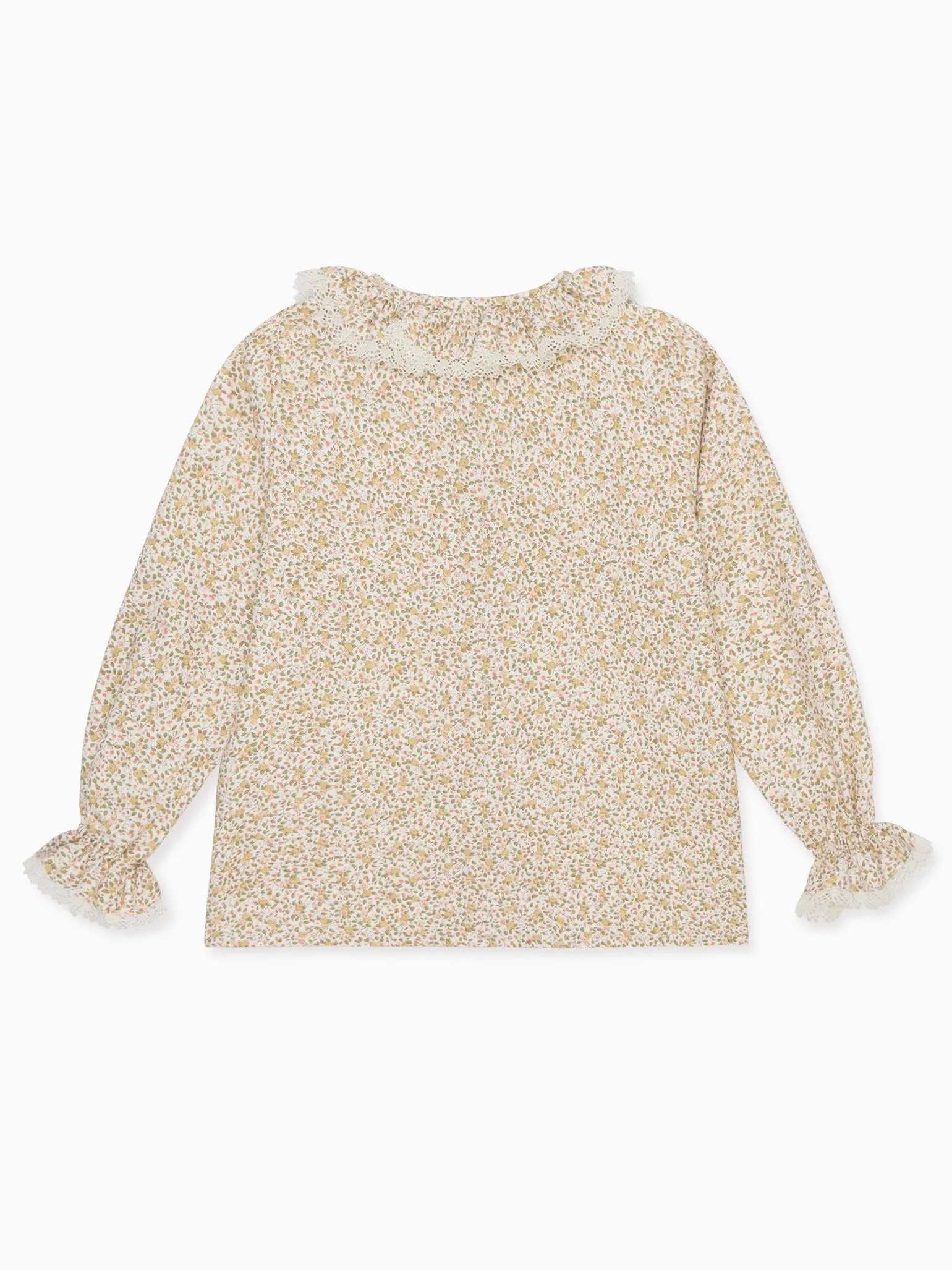 Green Floral Gianna Long Sleeve Baby Girl Shirt