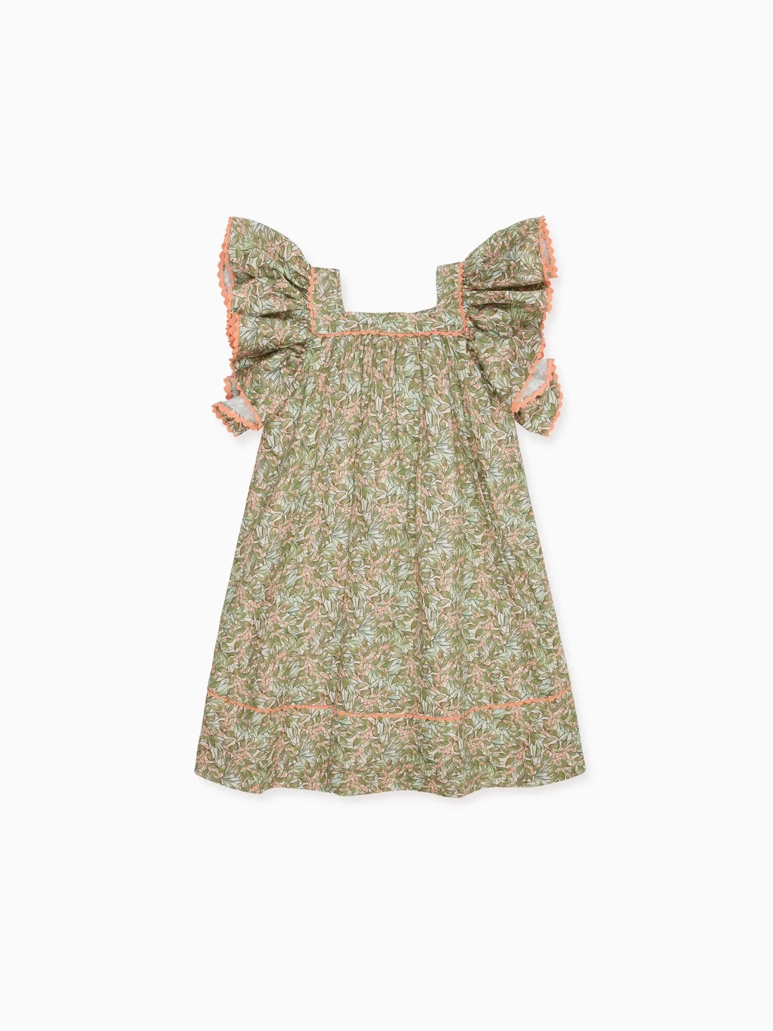 Green Floral Ocra Girl A-Line Dress