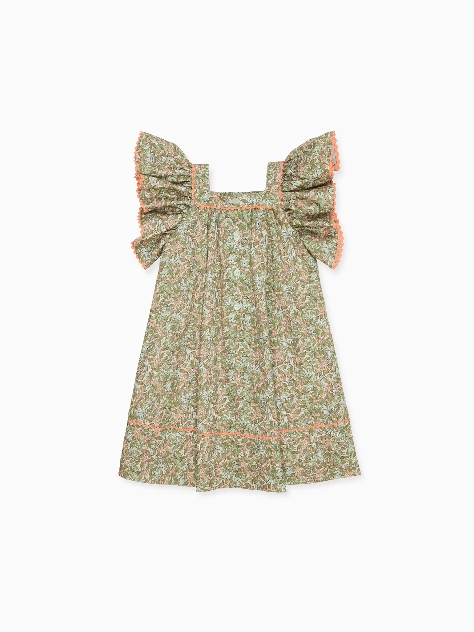 Green Floral Ocra Girl A-Line Dress