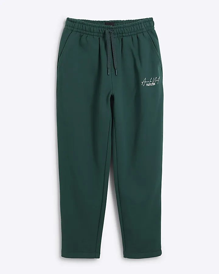 Green regular fit open hem joggers