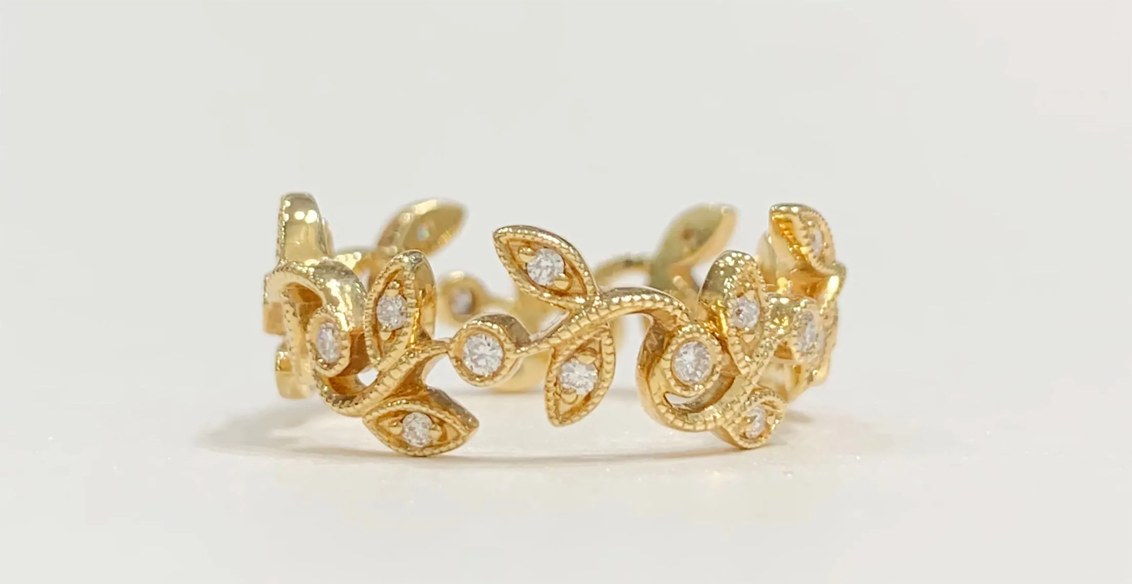 18ct Yellow Gold Diamond Filigree Ring