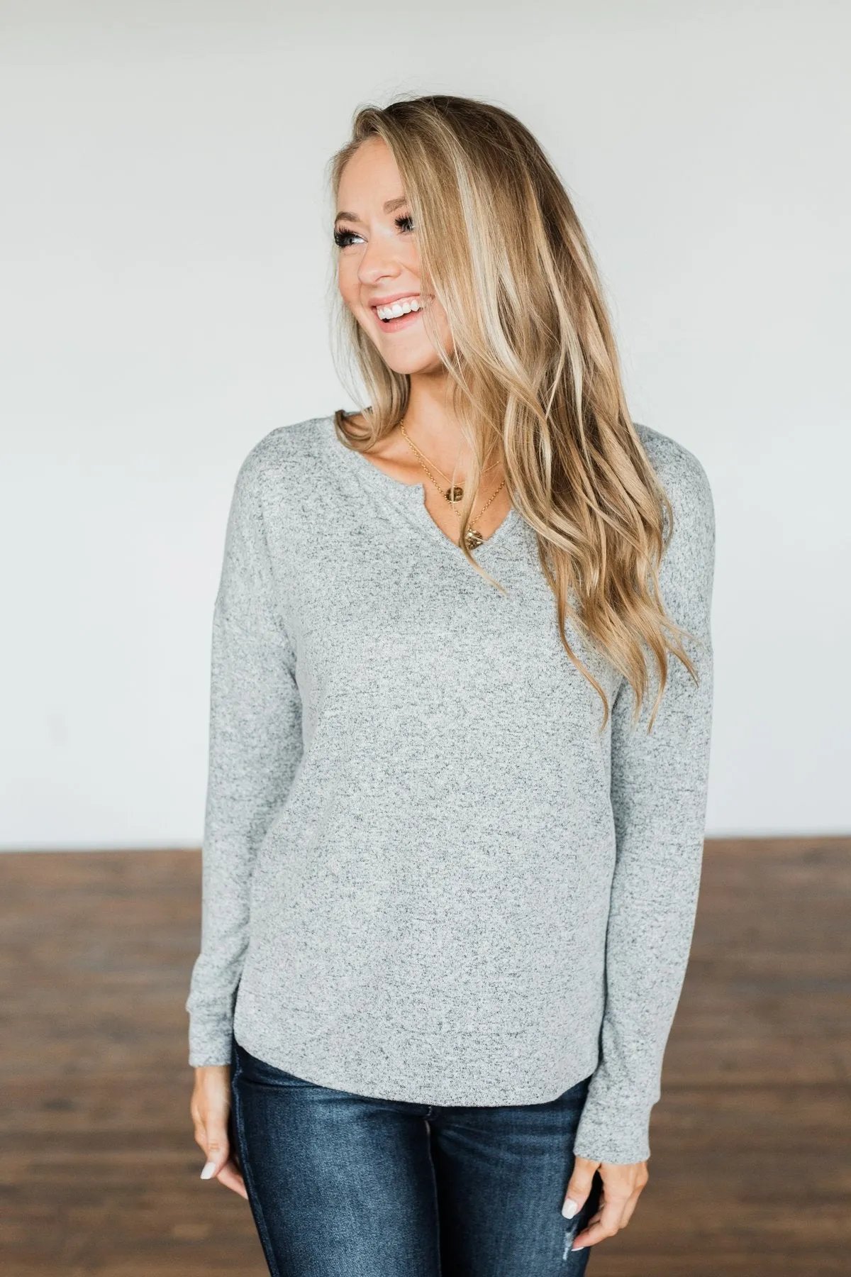 Heather Grey Long Sleeve Top - Everywhere We Will Go