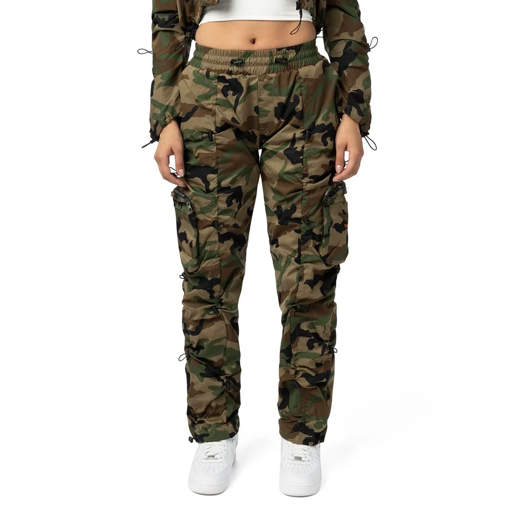 High Rise Multi Bungee Joggers - Wood Camo