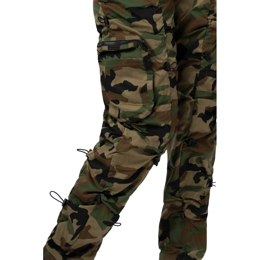 High Rise Multi Bungee Joggers - Wood Camo