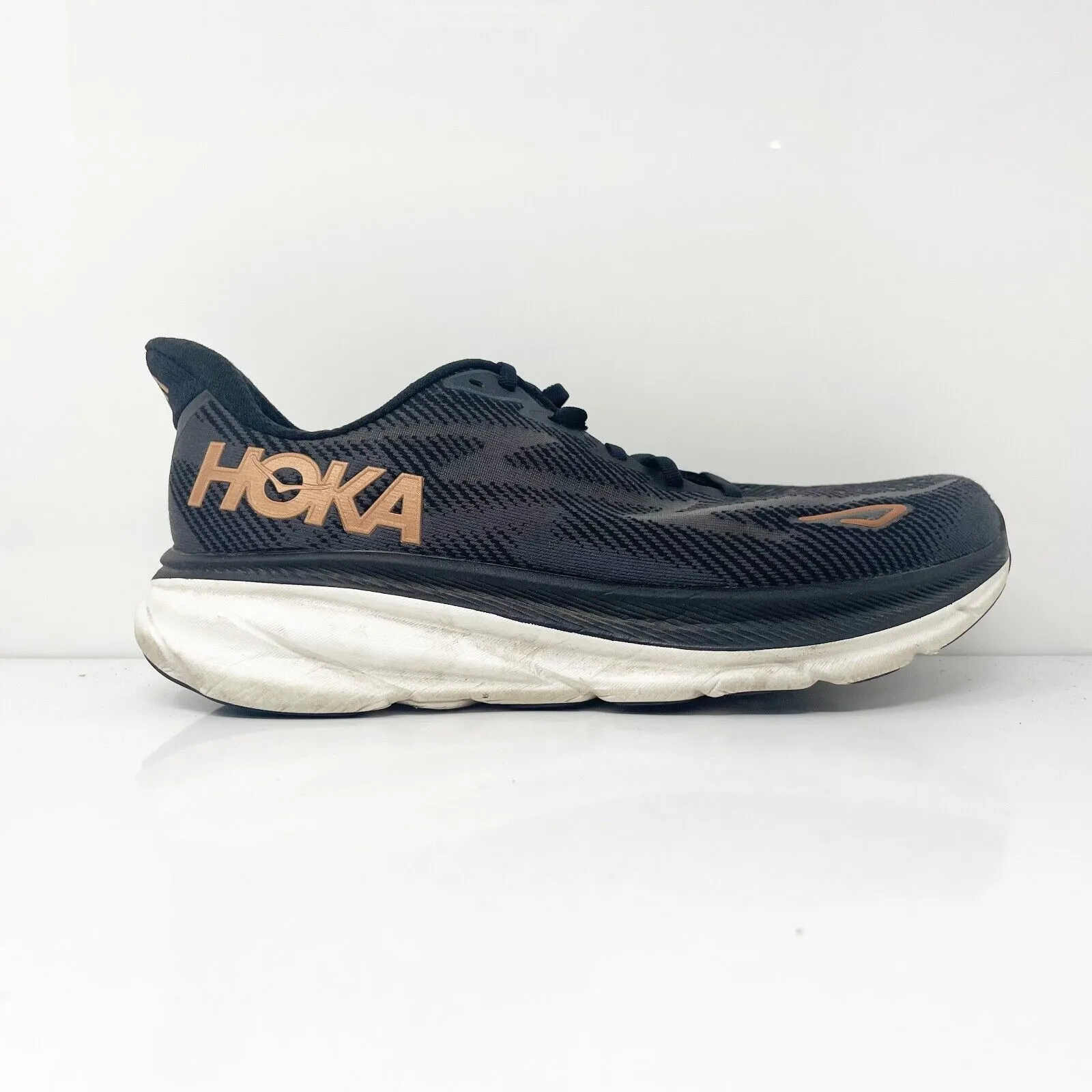 Hoka One One Womens Clifton 9 1132211 BCPPR Black Running Shoes Sneakers Sz 9.5D