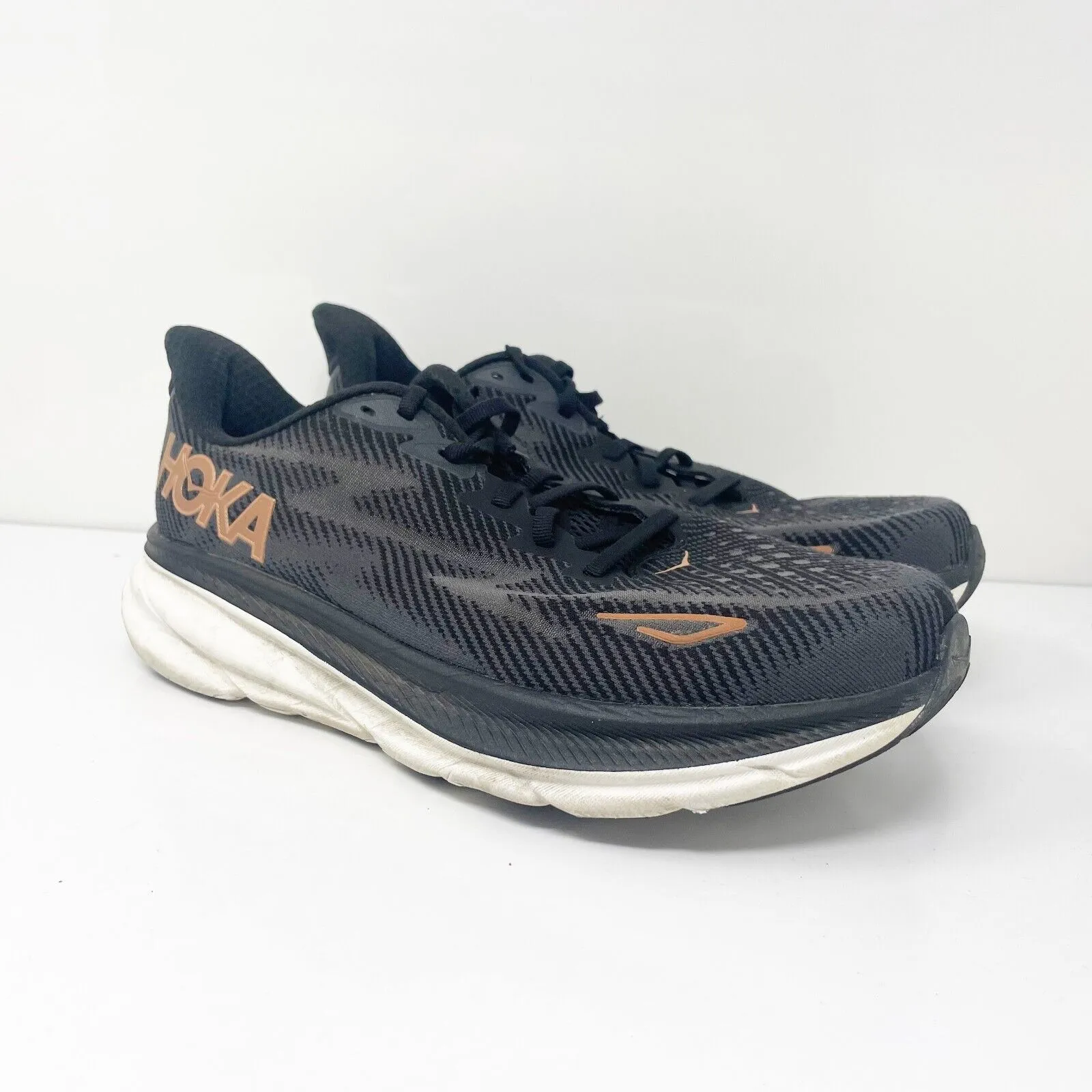 Hoka One One Womens Clifton 9 1132211 BCPPR Black Running Shoes Sneakers Sz 9.5D