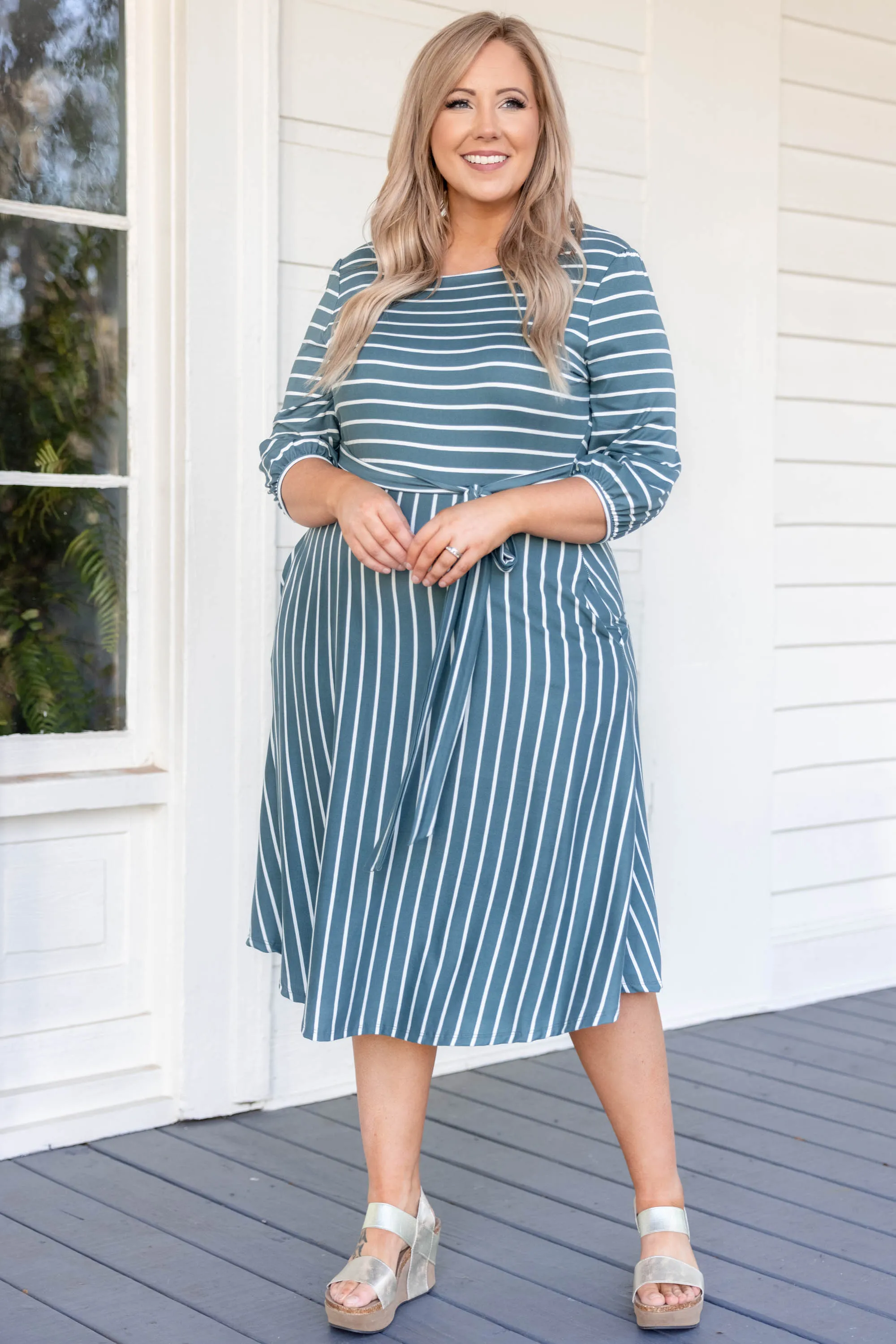 Holding Hands Boardwalk Dress Deep Sea