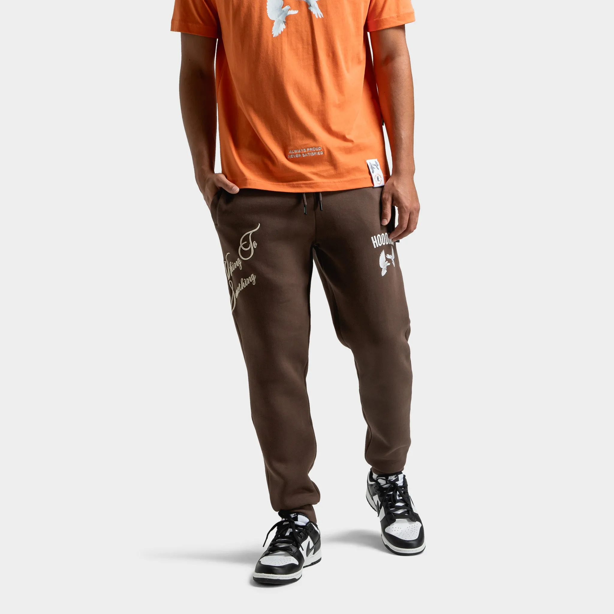 Hoodrich Take Flight V2 Joggers Chocolate Brown / White - Safari