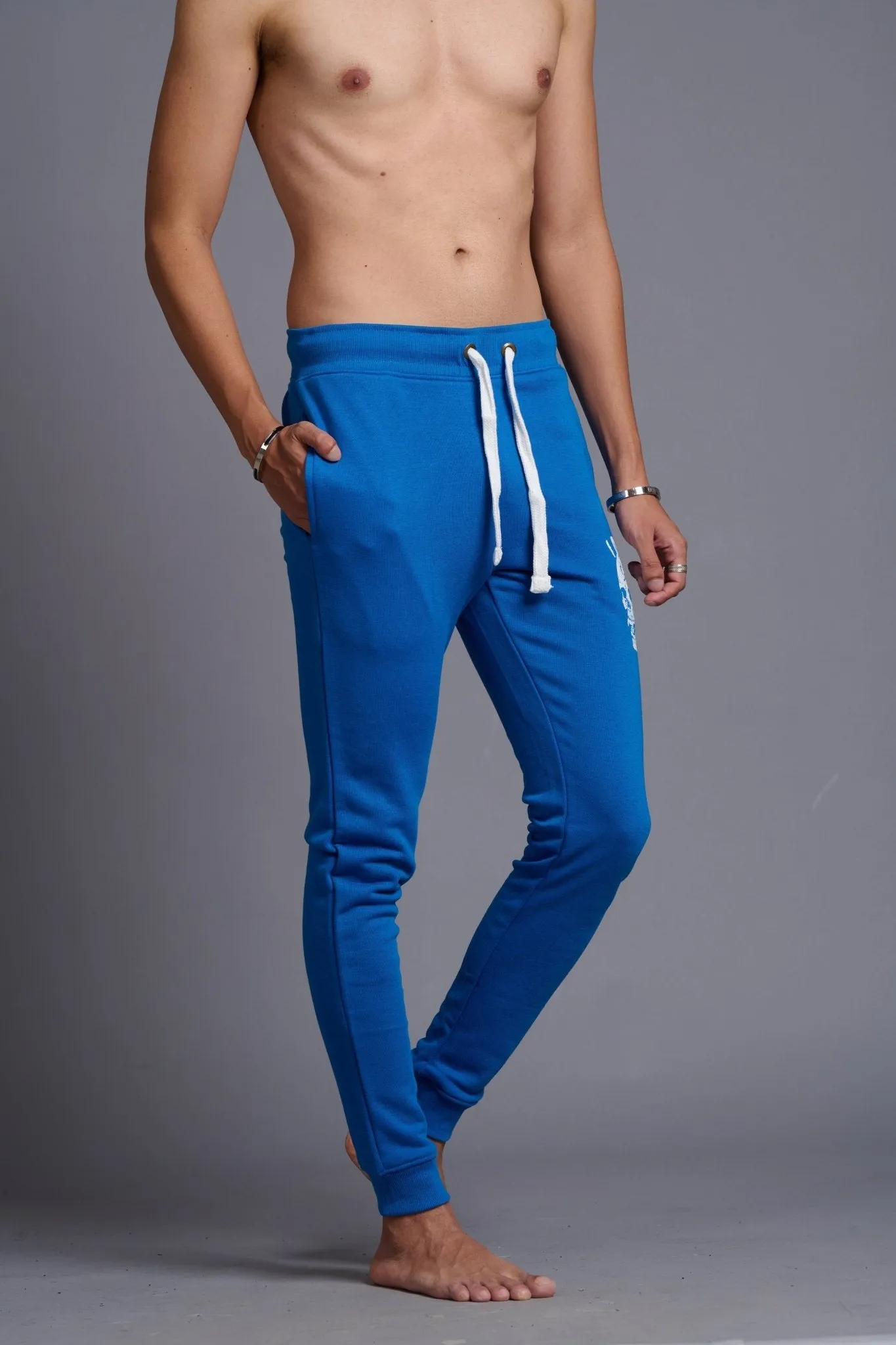 I Don't Care Printed Royal Blue Joggers for Men