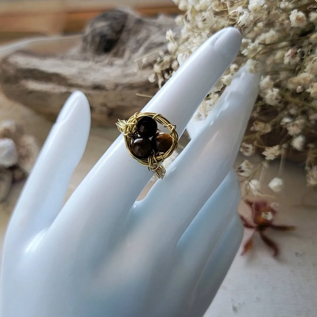 Wire Wrapped Tiger's Eye Nest Ring by Island Girl Art