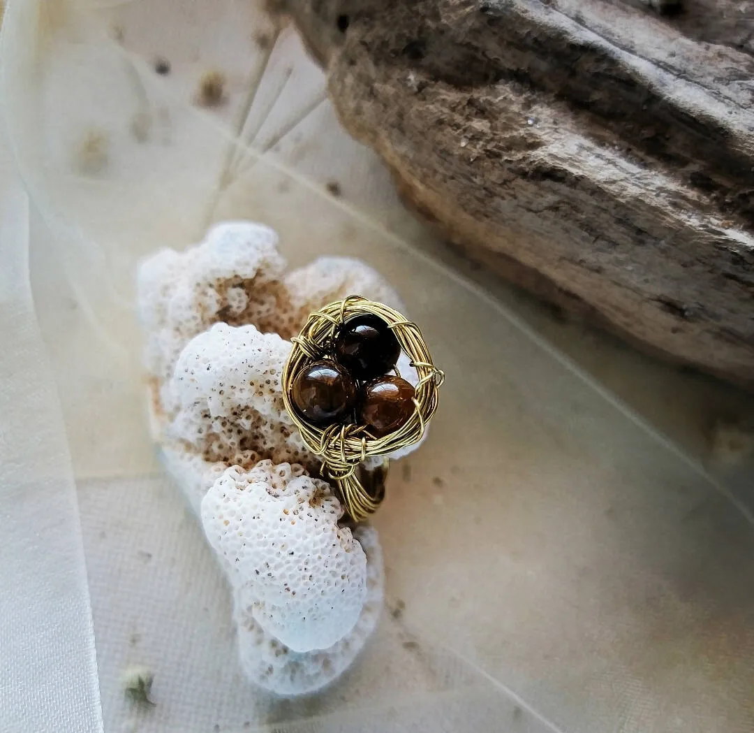 Wire Wrapped Tiger's Eye Nest Ring by Island Girl Art