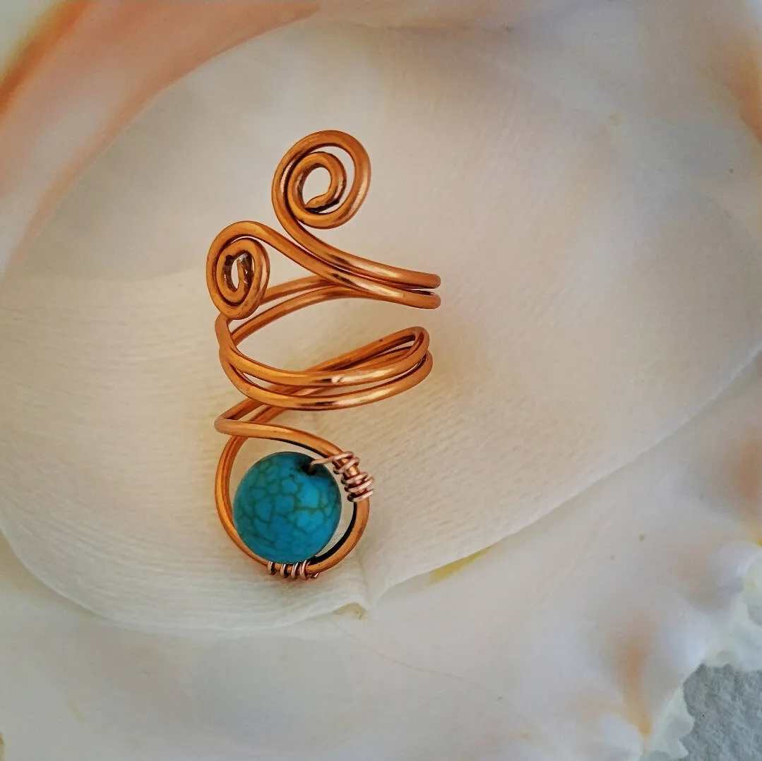 Turquoise Copper Island Girl Art Wire Wrapped Ring