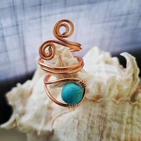 Turquoise Copper Island Girl Art Wire Wrapped Ring