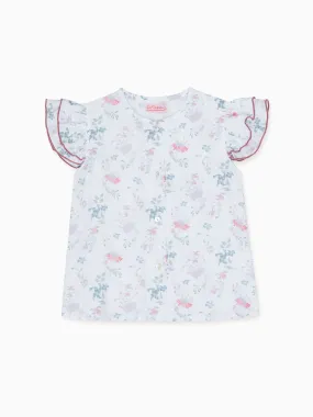 Ivory Floral Dayana Girl Cotton Shirt