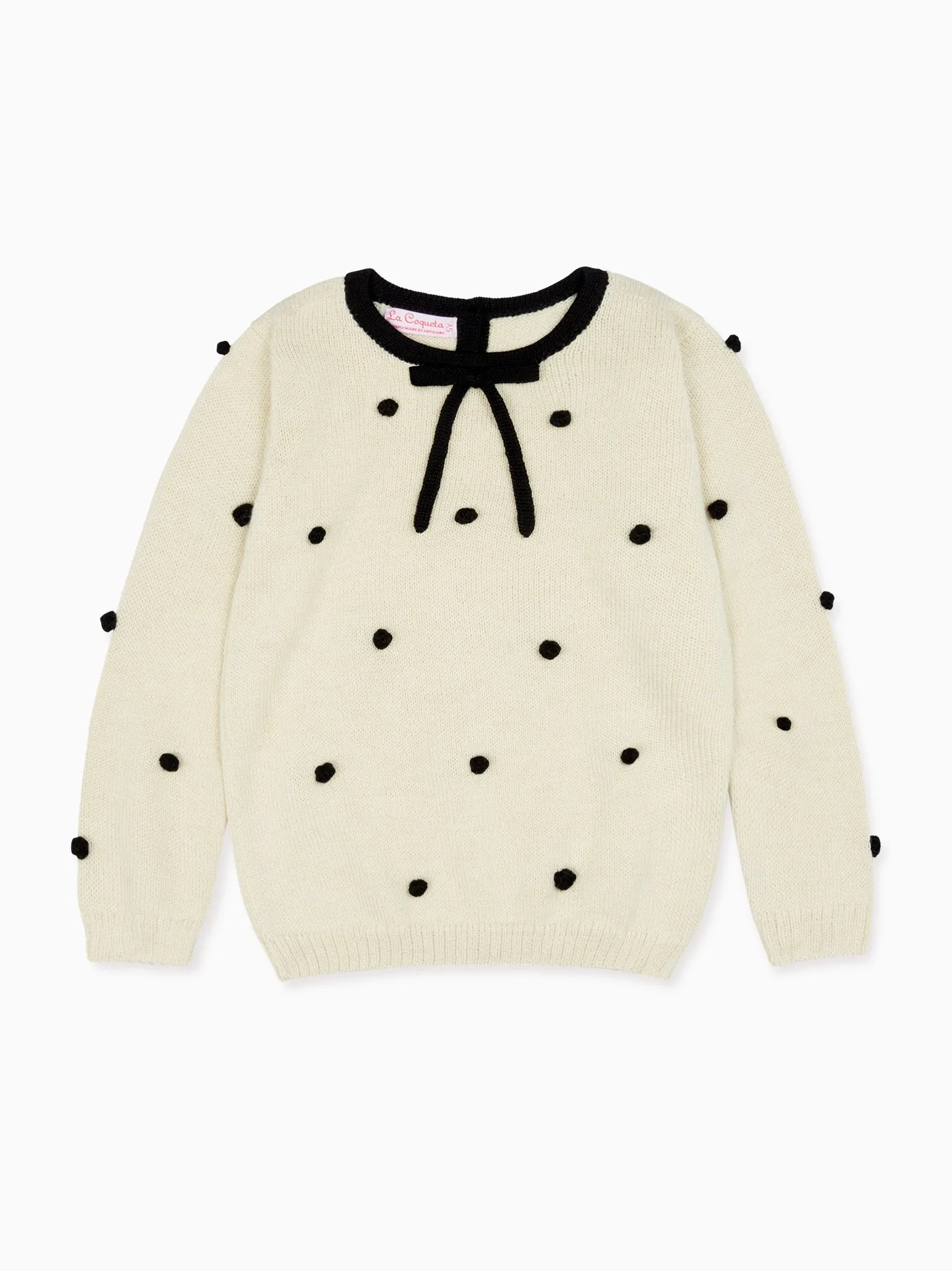 Ivory Polka Dot Rocio Alpaca Girl Jumper