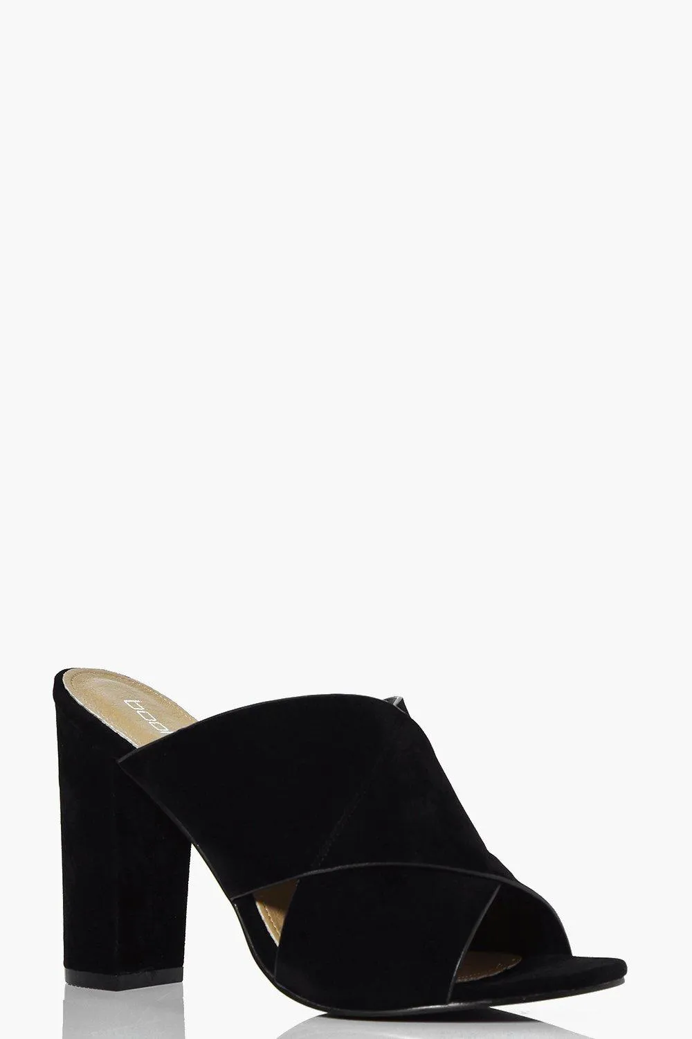 Ivy Cross Strap Peeptoe Block Heel Mule