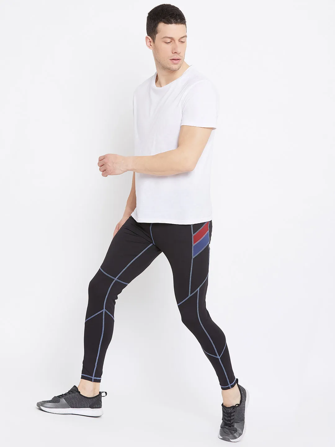 JUMP USA Men's Black Solid Active Wear Tights