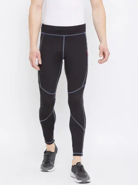 JUMP USA Men's Black Solid Active Wear Tights