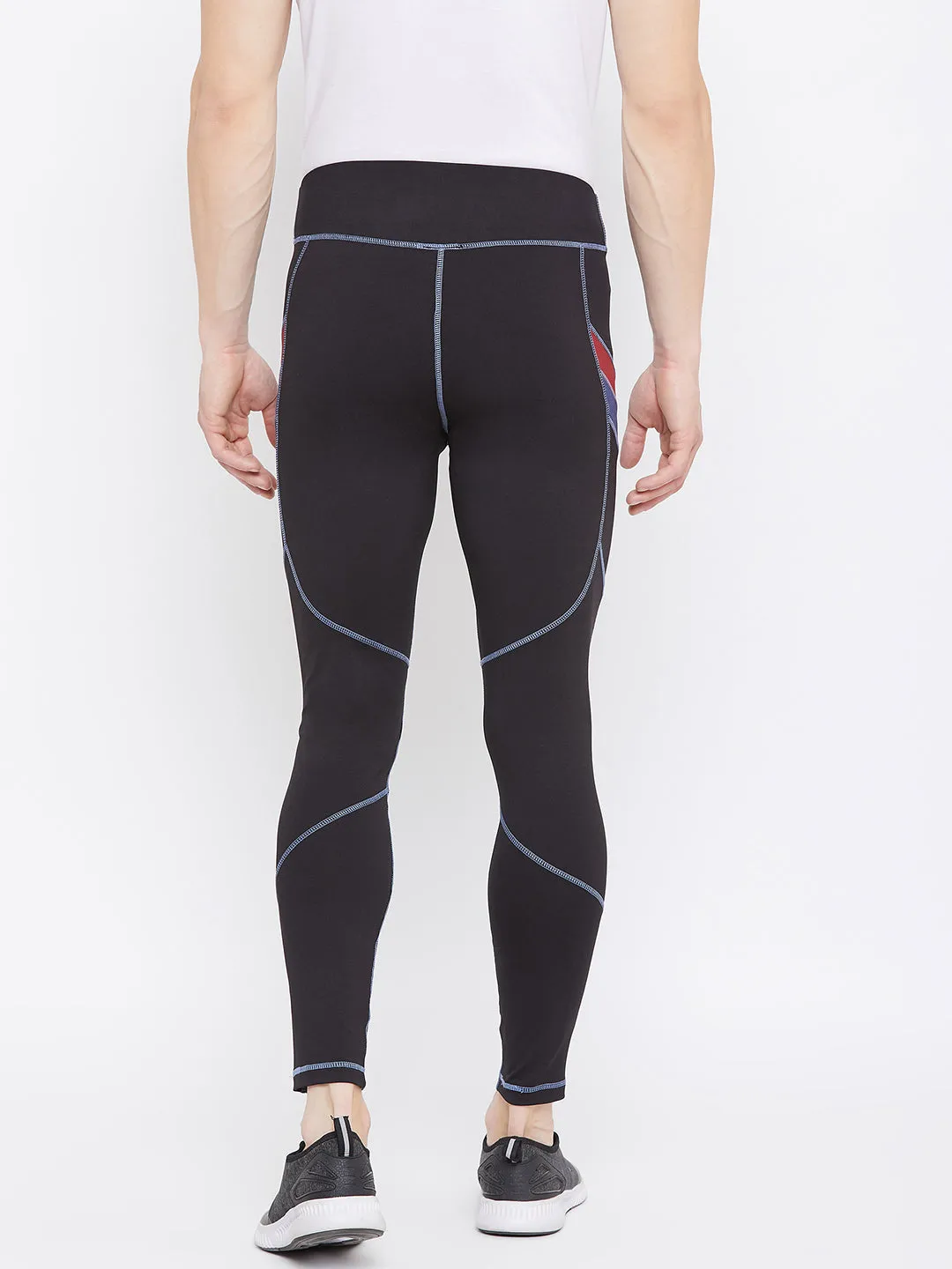 JUMP USA Men's Black Solid Active Wear Tights