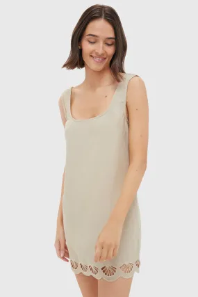 Jute Air Linen Scallop Mini Dress