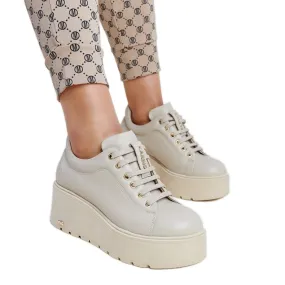 Karino beige leather wedge sneakers