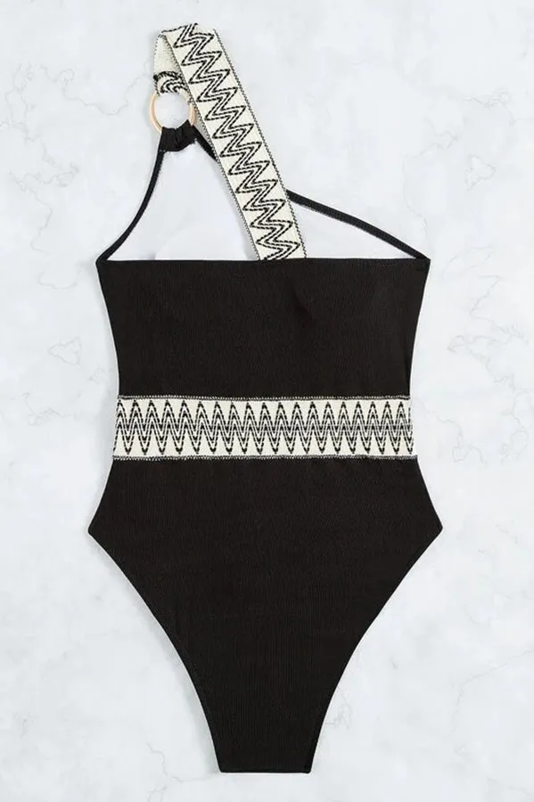 Kendall Contrast Trim One Shoulder One-piece Swimsuit