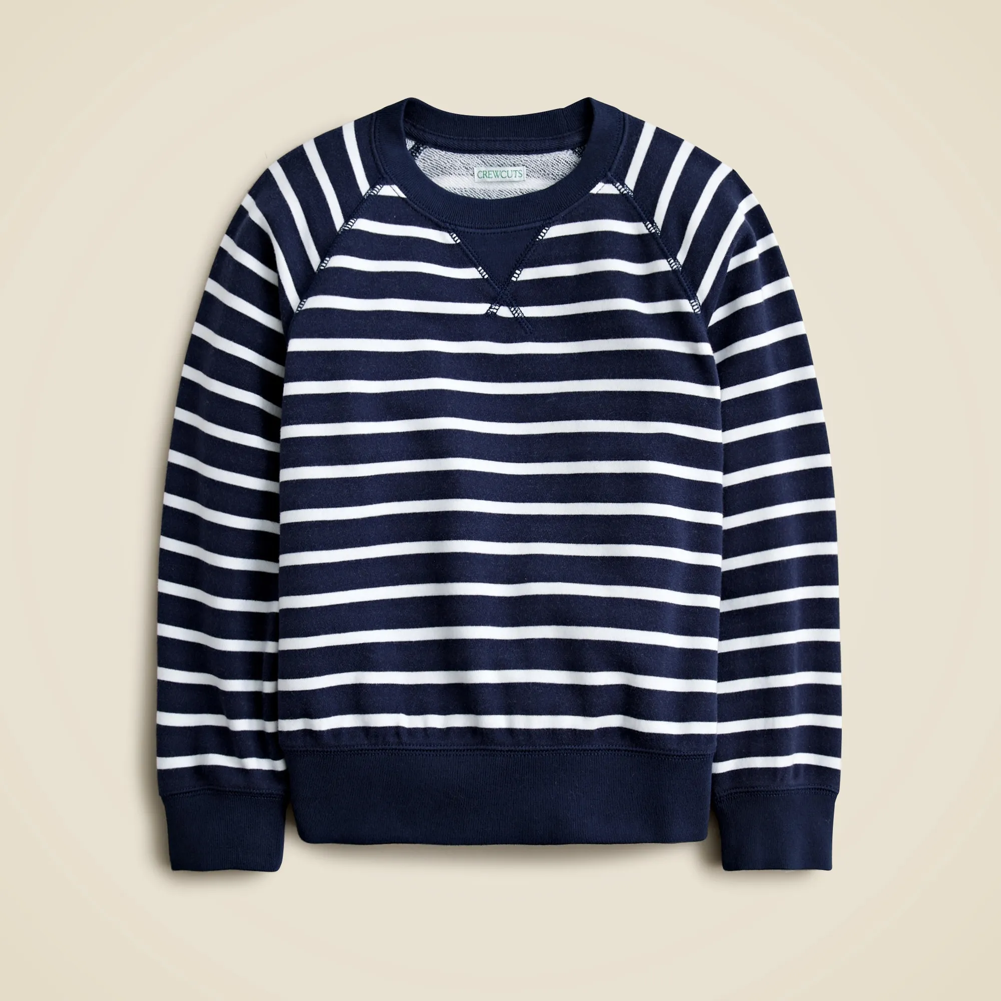 KID by Crewcuts garment-dyed crewneck sweatshirt in stripe