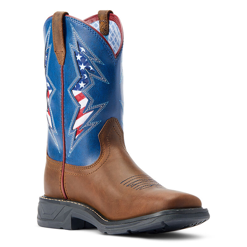 Kid's Workhog XT VentTEK™ Bolt Western Boot in Blue Bolt