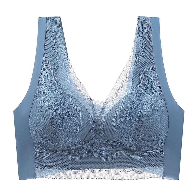 Lace seamless bra for anti-exposure