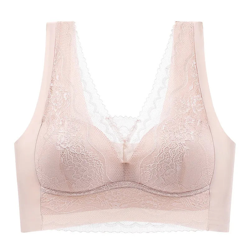 Lace seamless bra for anti-exposure