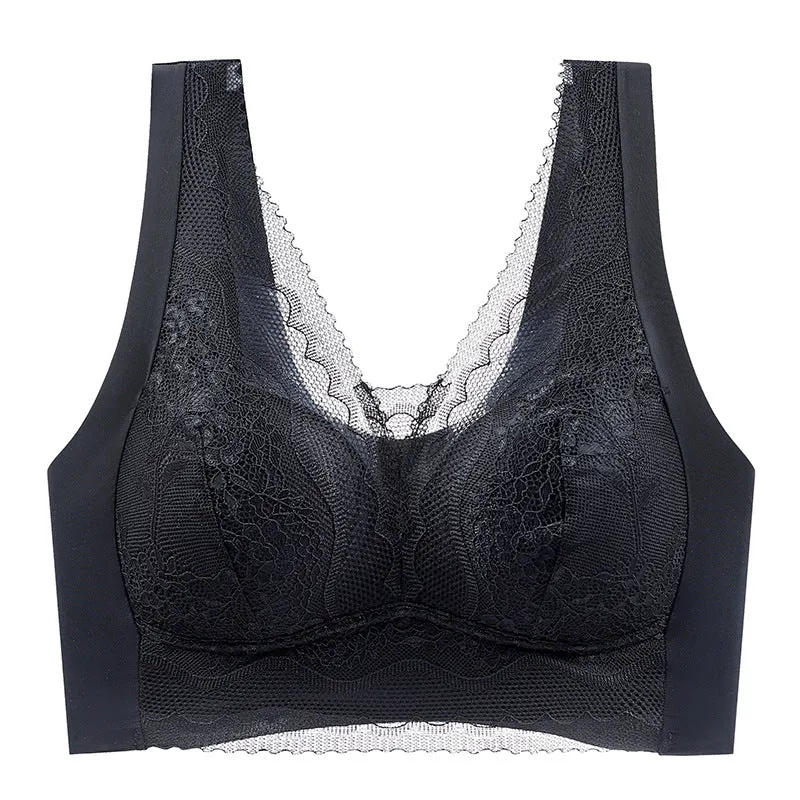 Lace seamless bra for anti-exposure