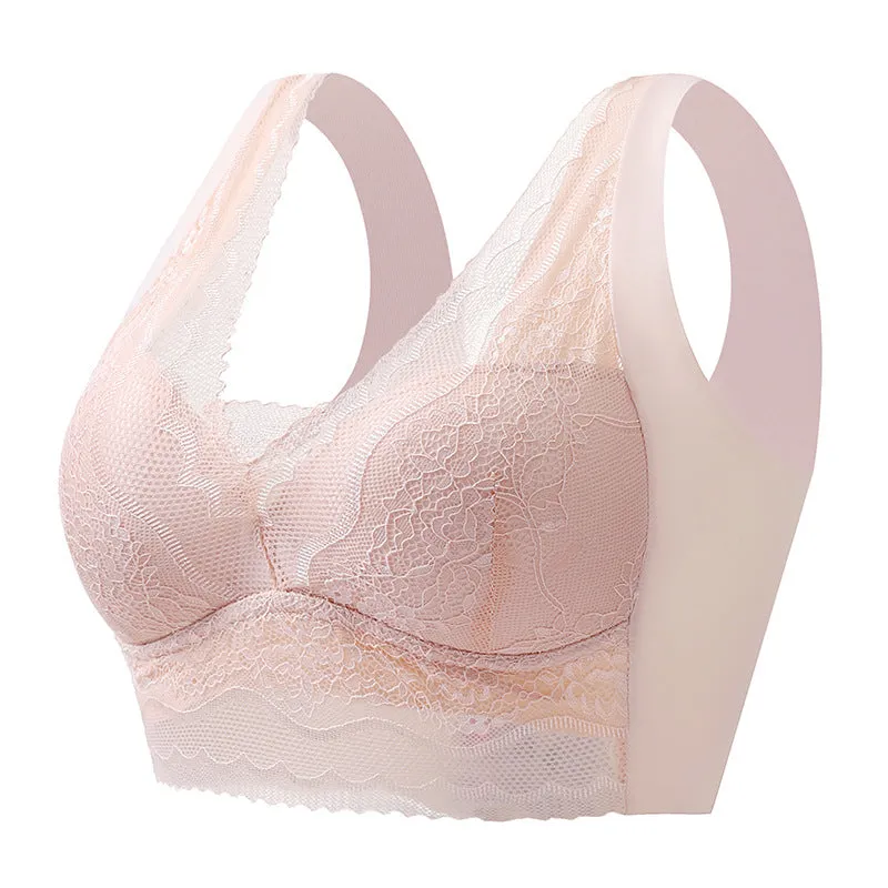 Lace seamless bra for anti-exposure