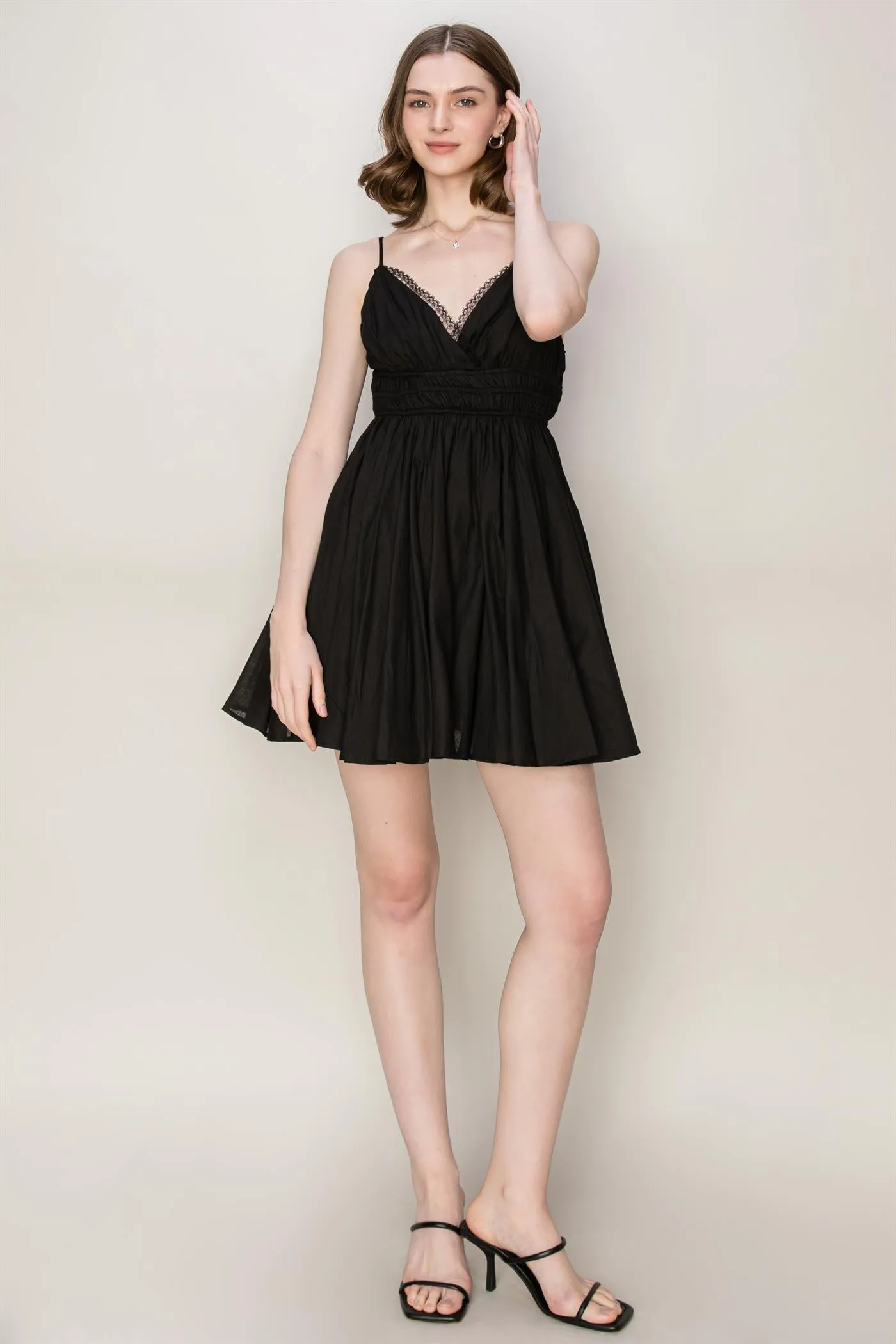 Babydoll Dress with Lace Trim