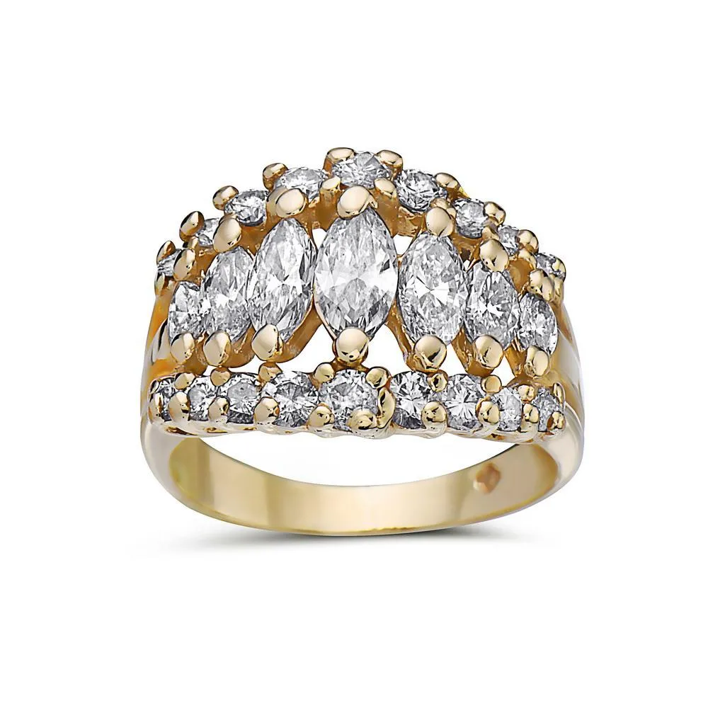 Ladies 14k Yellow Gold With 2 CT Right Hand Ring