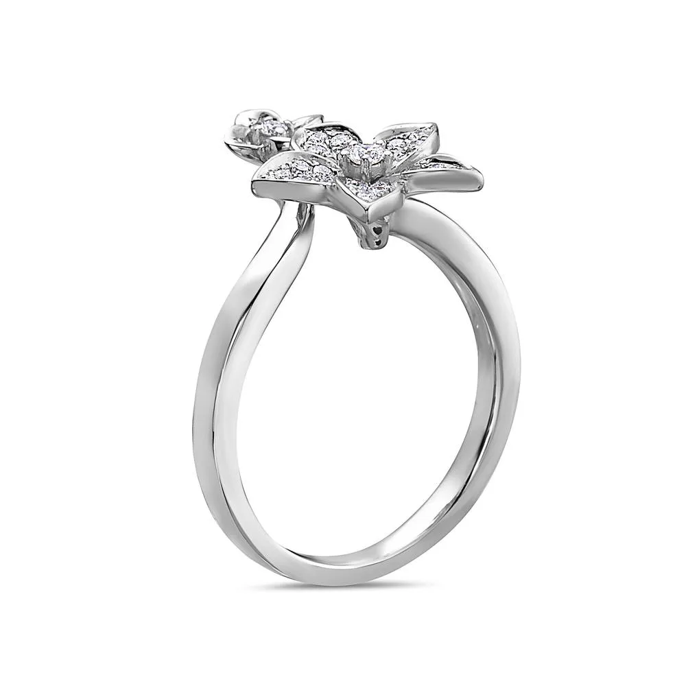 0.20CT Right Hand Ring in 18K White Gold for Women