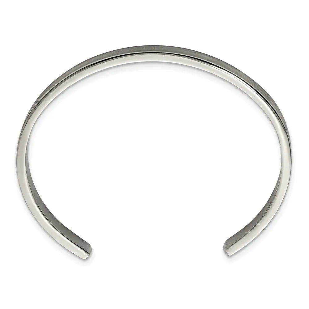 Ladies 6.5mm Titanium Brushed & Polished Concave Cuff Bracelet