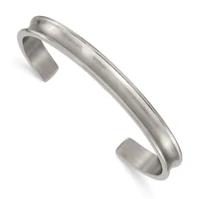 Ladies 6.5mm Titanium Brushed & Polished Concave Cuff Bracelet