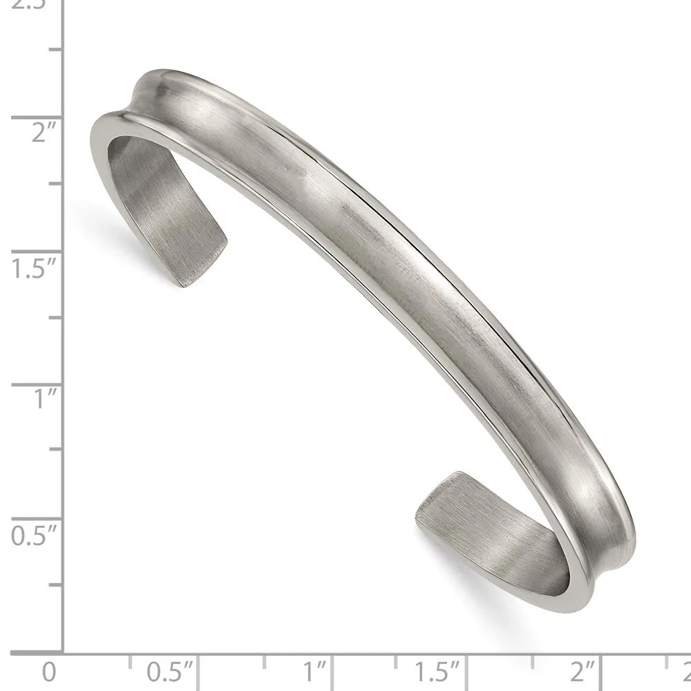 Ladies 6.5mm Titanium Brushed & Polished Concave Cuff Bracelet